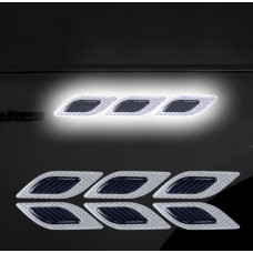 Наклейка відбивач катафот 2шт люмінесцентна на крило автомобіля Біла "Квадрати"