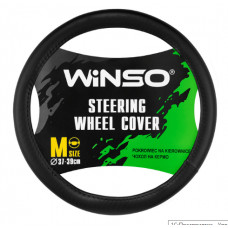 Чохол на кермо "M" (37-39см) чорний Екошкіра один шов "Winso" 142120