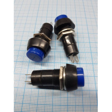 Кнопка №311 БЕЗ фіксації синя кругла, довга, пластик.