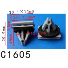 Кліпси C1605 молдингу GM, CHEVROLET, PONTIAC, CADILLAC (15288146,15893516, 15269) ( уп. 100 шт.)