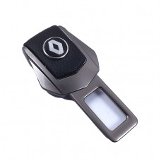 Заглушка ременя безпеки метал "Renault" (1шт) цинк.сплав + шкіра (тип №2) ГРАФІТ