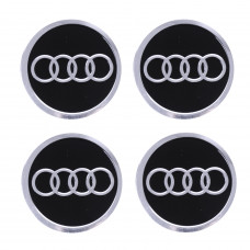 Наклейка на ковпаки Audi (60мм) чорна (4шт)