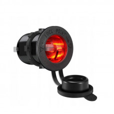 Гніздо пластмасове під штекер прикурювача врізне з кришкою, підсвічування SF-50 Red