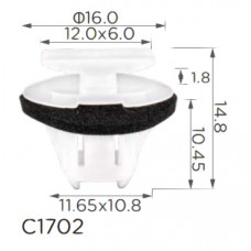 Кліпси C1702 молдингу NISSAN, INFINITI, RENAULT (76882JG10A, 76882-JG10A, 15765) ( уп. 100 шт.)