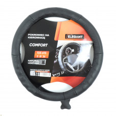 Чохол на кермо шкіра "S" (36см) чорний Elegant 105615 масаж + вставки перфорацій.