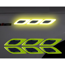 Наклейка відбивач катафот 2шт люмінесцентна на крило автомобіля Жовта "Квадрати"