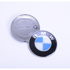 Емблема "BMW" 82мм (капот) пластик 2 пуклі (Оригінал якість) Box