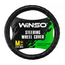 Чохол на кермо "M" (37-39см) чорний Екошкіра один шов масаж "Winso "142620