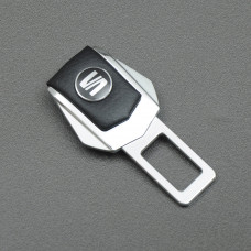 Заглушка ременя безпеки метал "Seat" (1шт) цинк.сплав + шкіра (тип №2)