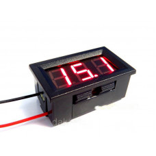 Вольтметр 12V червоний. диспл. врізний на клямц "MINI-ЦИФЕРБЛАТ"