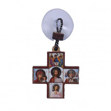 Хрест маленький на присосці 5 образів дерев'яний