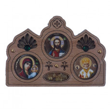 Ікона Трійця на скотчі мала дерев'яна+каміння+ладан