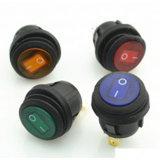 Клавіша №118 Герметична червона кругла On Off 3к-т 12V LED Підсвічування