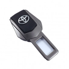 Заглушка ременя безпеки метал "Toyota" (1шт) цинк.сплав + шкіра (тип №2) ГРАФІТ