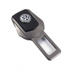 Заглушка ременя безпеки метал "Volkswagen" (1шт) цинк.сплав + шкіра (тип №2) ГРАФІТ