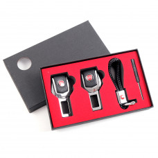 Подарунковий набір FIAT 2в1 (фіксатор ременів, плетений брелок) №2 хром