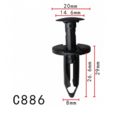 Кліпси C0886 розпірні GM, FORD (11518017, W708530-S300, W708530S300, 11829) (уп.100шт)