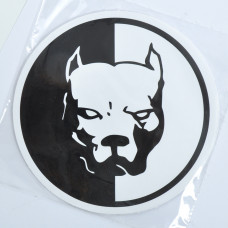 Наліпка "Пітбуль" чорно-біла кругла велика (15см) (10шт/уп)