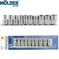 Набір головок 10од. 1/2" (8-19мм) 6 гран. "Molder" (МТ68010) планка (5шт/уп)