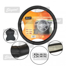 Чохол на кермо шкіра "М" (37-38см) чорний Elegant 105751 вставок перфорація