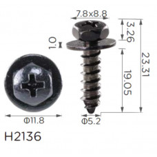 Саморіз H2136 з шайбою TOYOTA, LEXUS (539242030 ,7539242030,75392-42030,18814)( уп. 100 шт.)