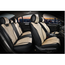 Чохли - Накидки сидіння Алькантара + Шкір. зам 3D "TORINO" (спинка відкрита) Бежеві Elegant -700 124