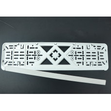 Рамка номера "защіпка" Біла гнучка (міцний пластик від ударів та перепаду температури)