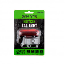 Ліхтар задній велосипедний 15LED/2xAAA/2 реж. роботи/вологонепроник./кріплення Greys №GR11180