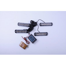 Страбоскоп світлодіодний 12-24V 6LED*4 шт, пульт 12 режимів (Синій) BS-1-4-6LED (B)