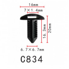 Кліпси C0834 кріплення обшивки КУЗОВА TOYOTA, LEXUS, DAIHATSU. 0467A0002C0, 10532) (уп.100шт)