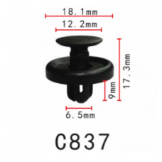 Кліпси C0837 розпірні GM 88970767 Toyota Lexus 90467-10183 Subaru 909130043 (уп.100шт)