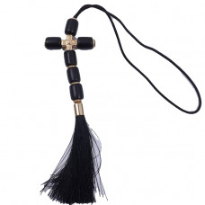 Хрест великий на дзеркало заднього виду чорна нитка