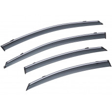 Дефлектори вікон Mitsubishi Pajero Sport 2013- П К скотч "FLY" (з хром-смугою)