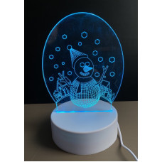 Нічник 3D Сніговик (RGB Кольори)