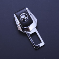 Заглушка ременя безпеки метал "Skoda" NEW (1шт) цинк.сплав + шкіра (тип №2)