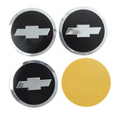 Наклейка на ковпаки CHEVROLET (60мм) чорна / Логотип-Срібло (4шт)