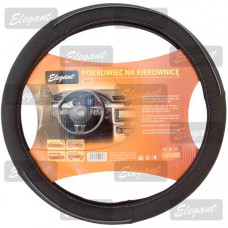 Чохол на кермо "M" (37-38см) чорний/сірий Elegant 105425 (сіра нитка)