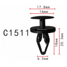 Фіксатор C1511 натискний/розпірний GM, CHRYSLER, FORD, OPEL, (11844, GM 11589289) ( уп. 100 шт.)