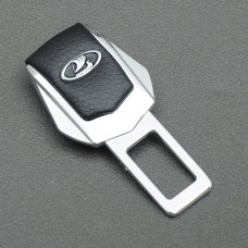 Заглушка ременя безпеки метал "Lada" (1шт) цинк.сплав + шкіра (тип №2)