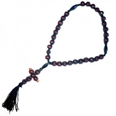 Чотки на 33 намистини плетені дерев'яні з хрестиком (розм.24см довжин.чоток,/D 1см)