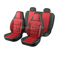 Чохли "PILOT" Славута/Таврія-Нова шкір.зам чорний + тканина червона