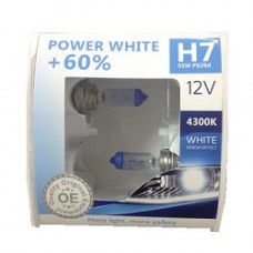 Лампа 12V H7 55W 4300K + 60% Power White "Brevia" (Box-2шт) (12070PWS) (9шт/уп)