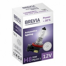 Лампа 12V H8 35W + 30% "Brevia" (1шт) (12080PC) (10шт/уп)