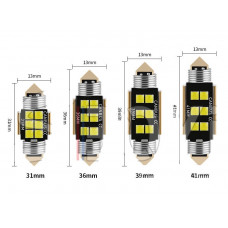Світлодіод 12V Т11 41mm Білий SMD 6-3030 Canbus 1W №129