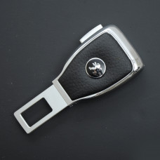 Заглушка ременя безпеки метал "Peugeot" (1шт) цинк.сплав + шкіра + вхід під ремінь (№5)