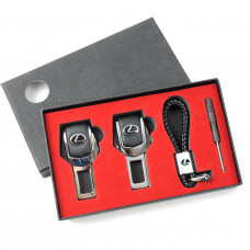 Подарунковий набір LEXUS 2в1 (фіксатор ременів, плетений брелок) №2