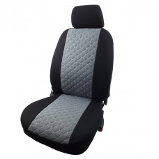 Чохли ''В'' "LUXE MAX" Чорні - Середина Жаккард Графіт ромби(Заднє сид-ня розділене+5-Підголов.в)