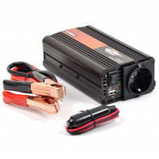 Перетворювач 12V -220V/ 500W Модиф. сунус +1USB +1 Розетка + Клеми + Прикурка "Elegant" 101 400