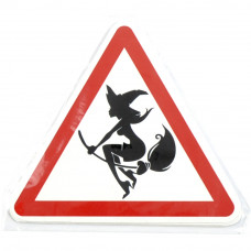 Наліпка Попереджувальна "Дама на мітлі" трикутник 12х13, 5см (10шт/уп)