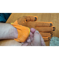 Рукавички робочі теплі покриті ПВХ крапкою 12шт (оранж 600г)